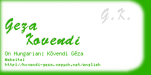 geza kovendi business card