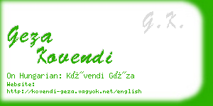 geza kovendi business card